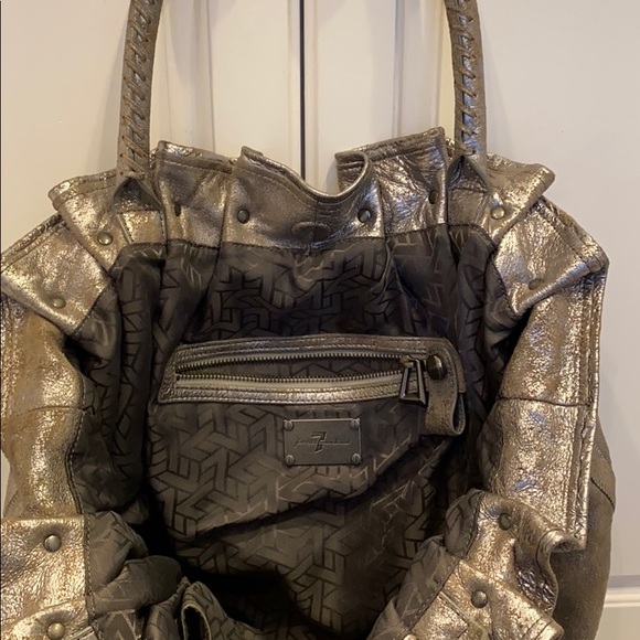 7 for all Mankind distressed silver tote bag - Picture 3 of 7